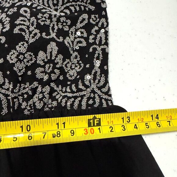 Morgan & Co. Jr. Sz 3/4 Spaghetti Strap Black Silver Glitter Lining Mini Dress - Picture 13 of 15